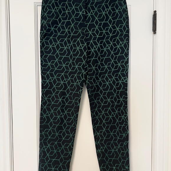 Halogen Women's Quinn Fit Ankle Pants Geo-Metallic Pattern Green Black, Size 10 - Picture 8 of 8